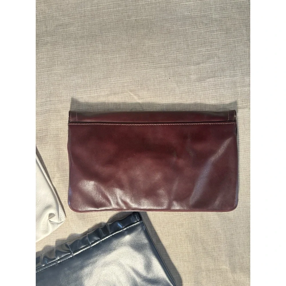 Lot of 3 Vintage Faux Leather Clutch Purses‎ Crossbody Bags Black White Burgundy